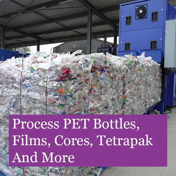Baling PET bottles and LDPE films using a fully automatic baler