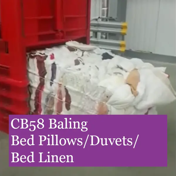 Baling textiles, pillows, bed linen and duvets