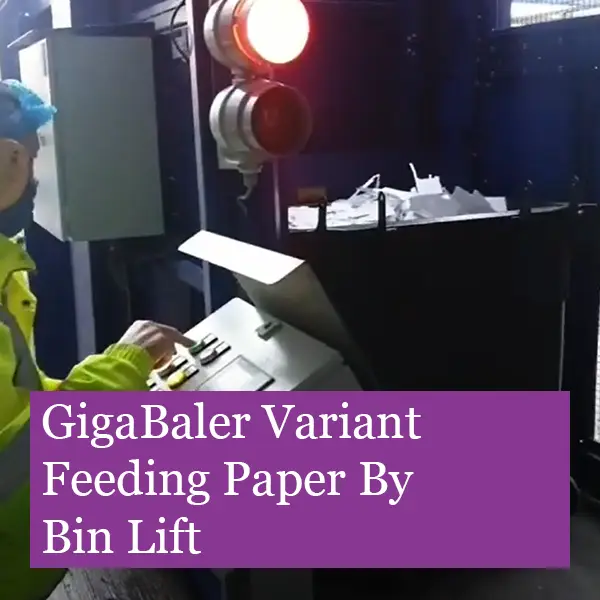 Watch as the Gigabaler is fed by a 1100 litre bin of paper